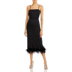 Mareena Cocktail- und Partykleid mit Federbesatz und Schlitz hinten