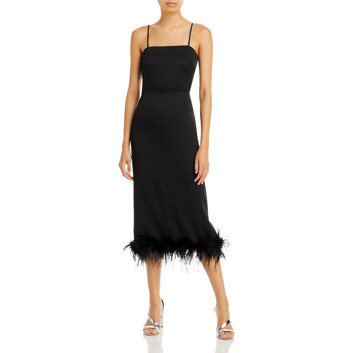 Mareena Cocktail- und Partykleid mit Federbesatz und Schlitz hinten