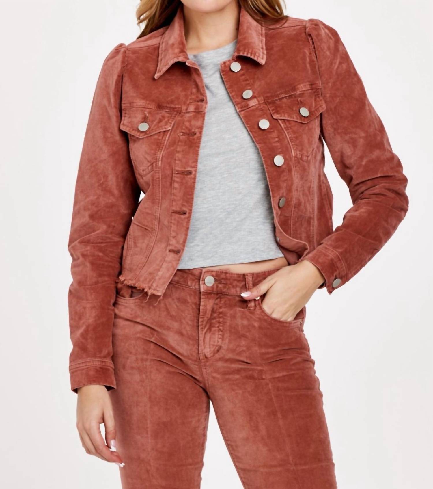 Roslyn Baby Cord geschnitten aus Jacke in Pekannuss