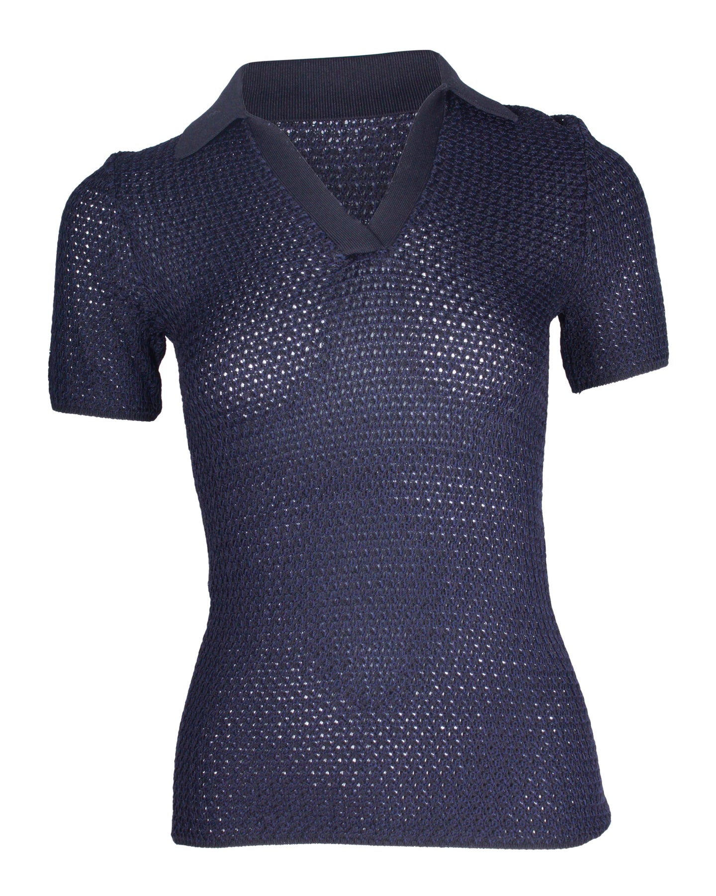 Dion Lee Basket-Weave Poloshirt aus dunkelblauer Viskose