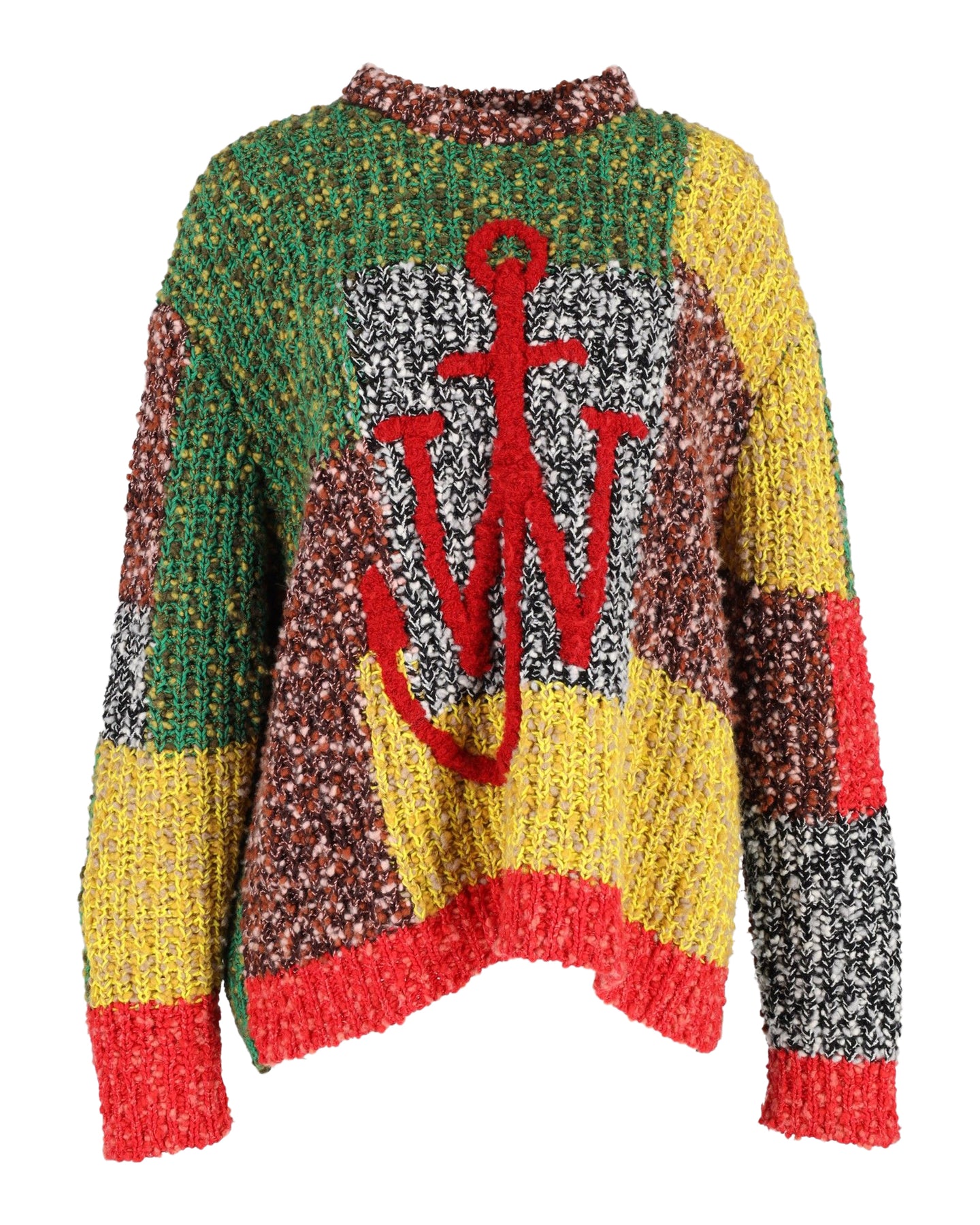 JW Anderson Anchor Patchwork Pullover mit Rundhalsausschnitt aus mehrfarbiger Wolle