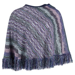 Missoni Chevron Fringe Poncho in Multicolor Viskose
