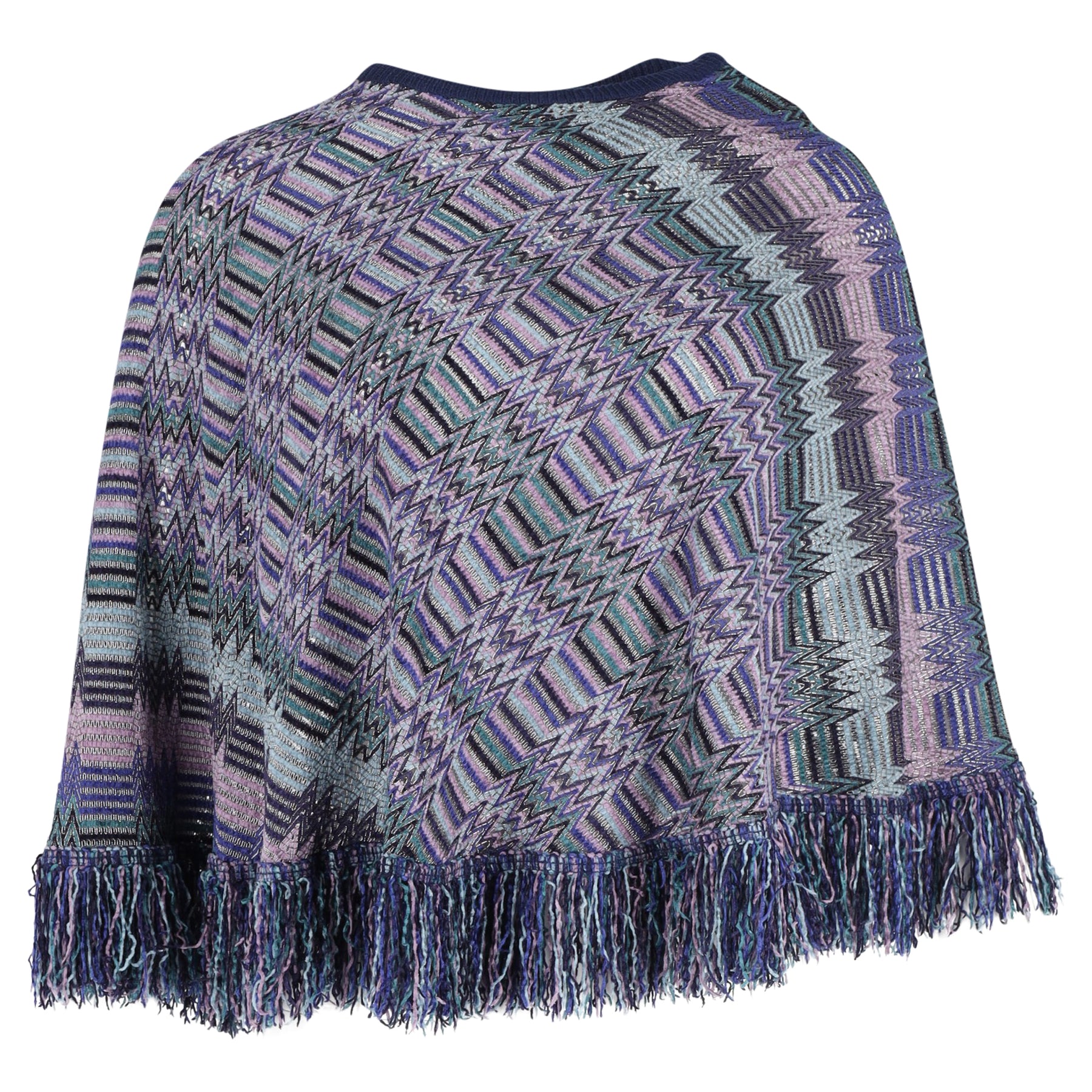 Missoni Chevron Fringe Poncho aus mehrfarbiger Viskose