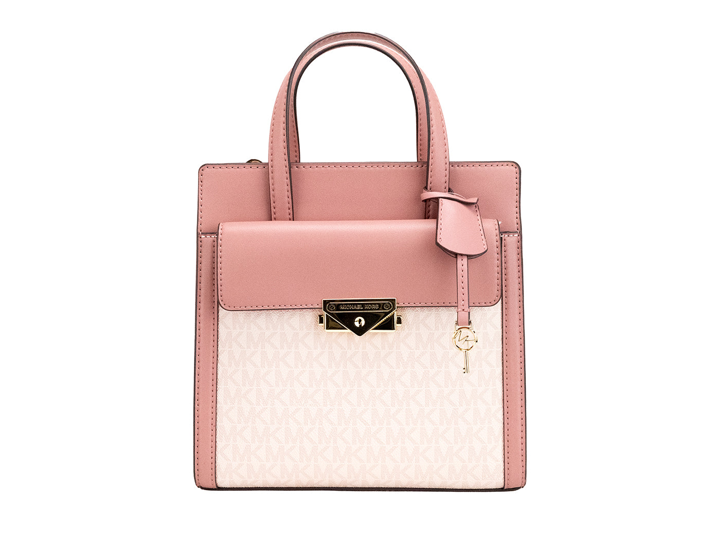 Michael Kors Cece Kleine rosa PVC North South Flap Tote Umhängetasche Damen Geldbörse
