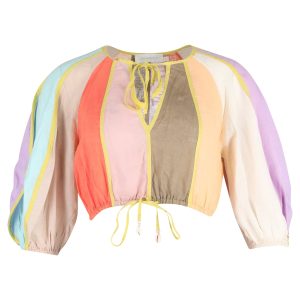 Zimmermann Lola Crop Top aus mehrfarbigem Leinen