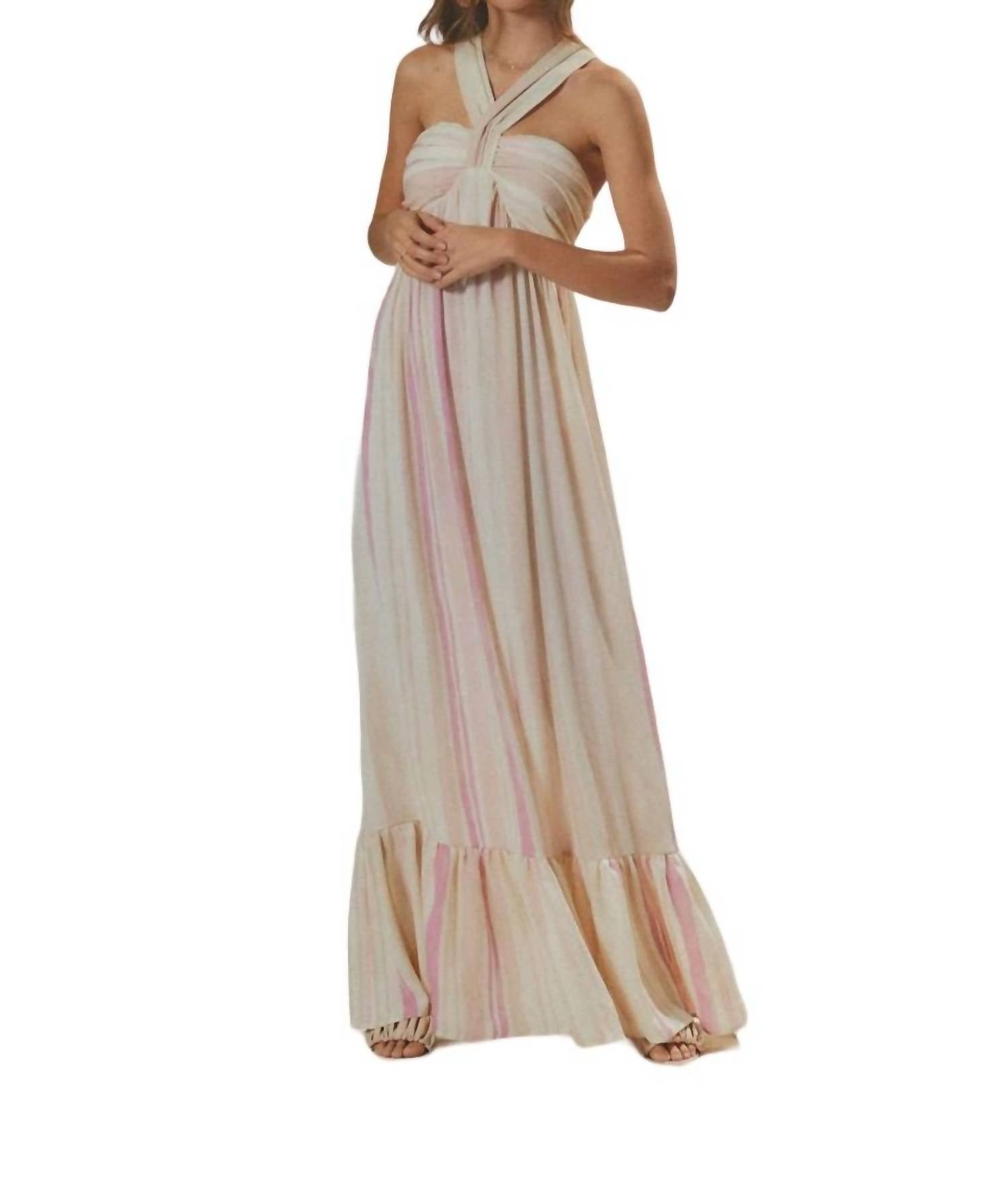 Batikmuster gewebtes Maxikleid in Rosa