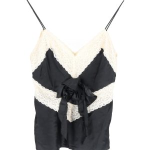 LoveShackFancy Lace-Trimmed Tank Top in schwarze Seide