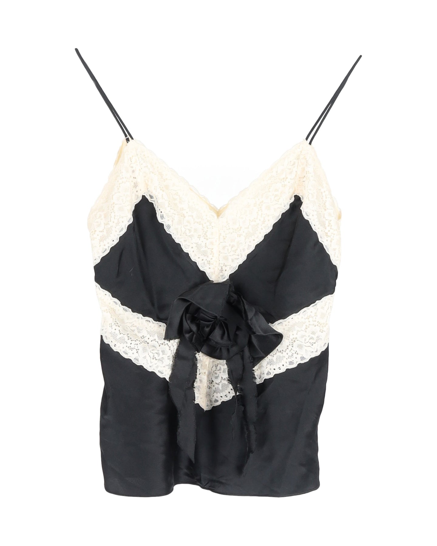 LoveShackFancy Top Top mit Spitze aus schwarzer Seide