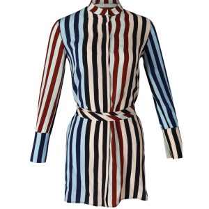 Diane von Furstenberg gestreiftes Hemd Kleid in mehrfarbiger Seide