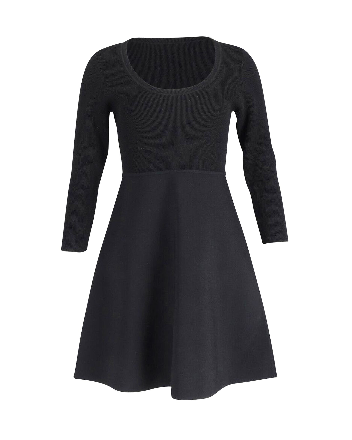 Theory Weiter Rundhalsausschnitt Compact Strick Minikleid aus schwarzer Viskose