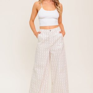 CITRUS FLOW Elfenbein gewebte Hose