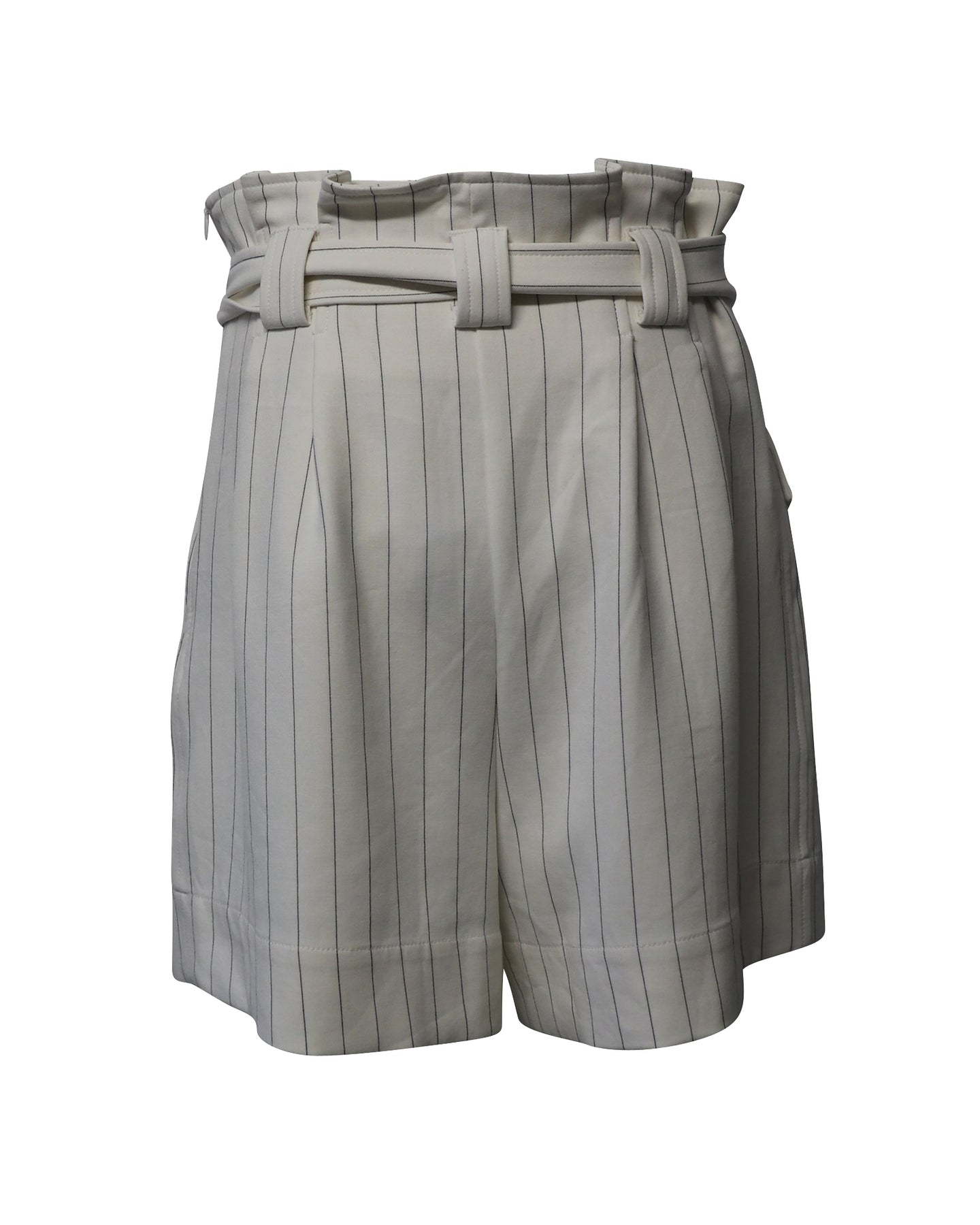 Ganni Pin Stripe Paperbag Shorts aus Polyester mit weißem Muster