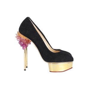 Charlotte Olympia Cosmic Dolly Plateauschuhe aus schwarzem Wildleder