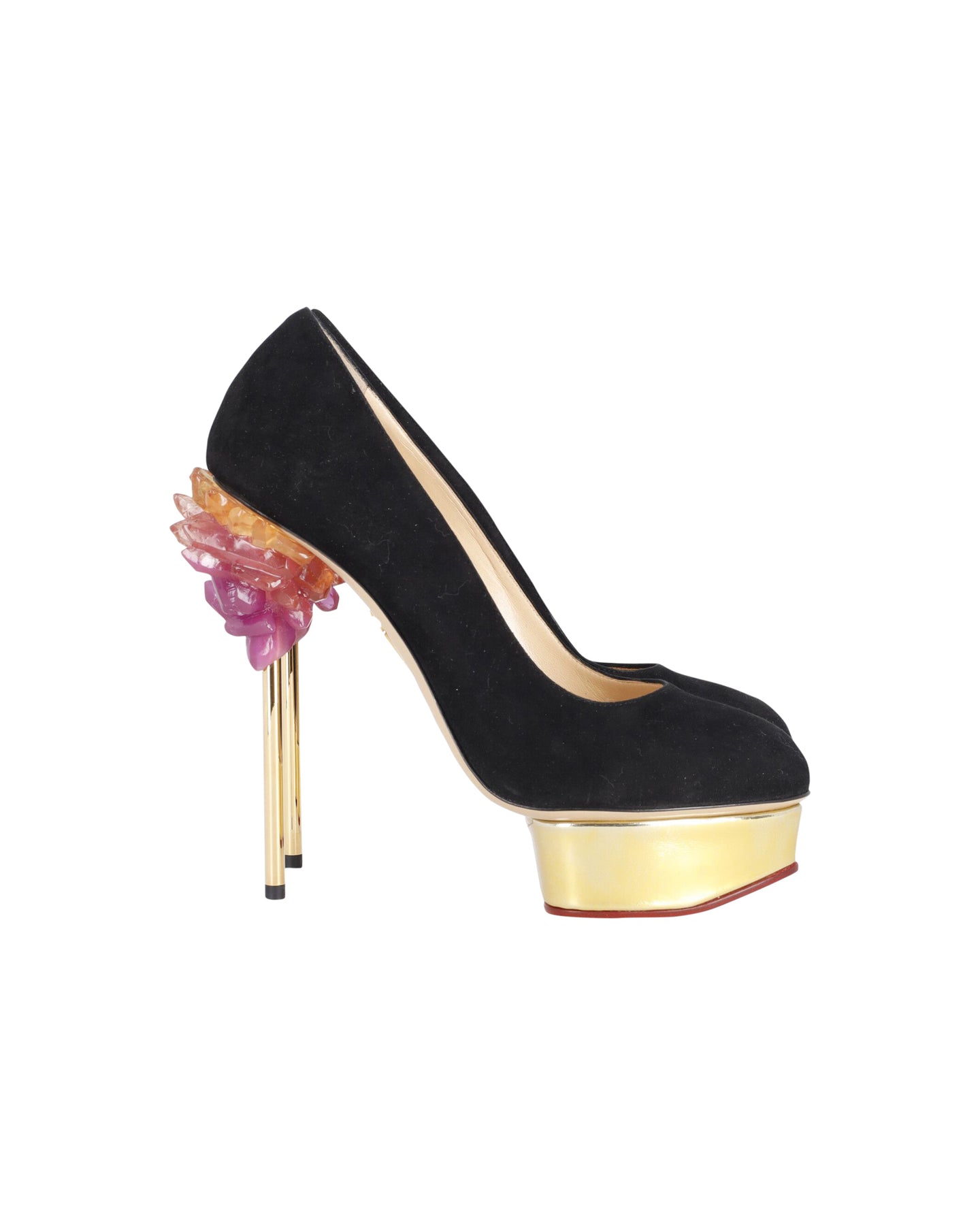 Charlotte Olympia Cosmic Dolly Plateauschuhe aus schwarzem Wildleder
