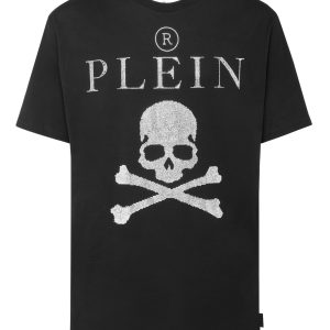 t-shirt rund Hals ss Kristall Schädel mit Kristallen