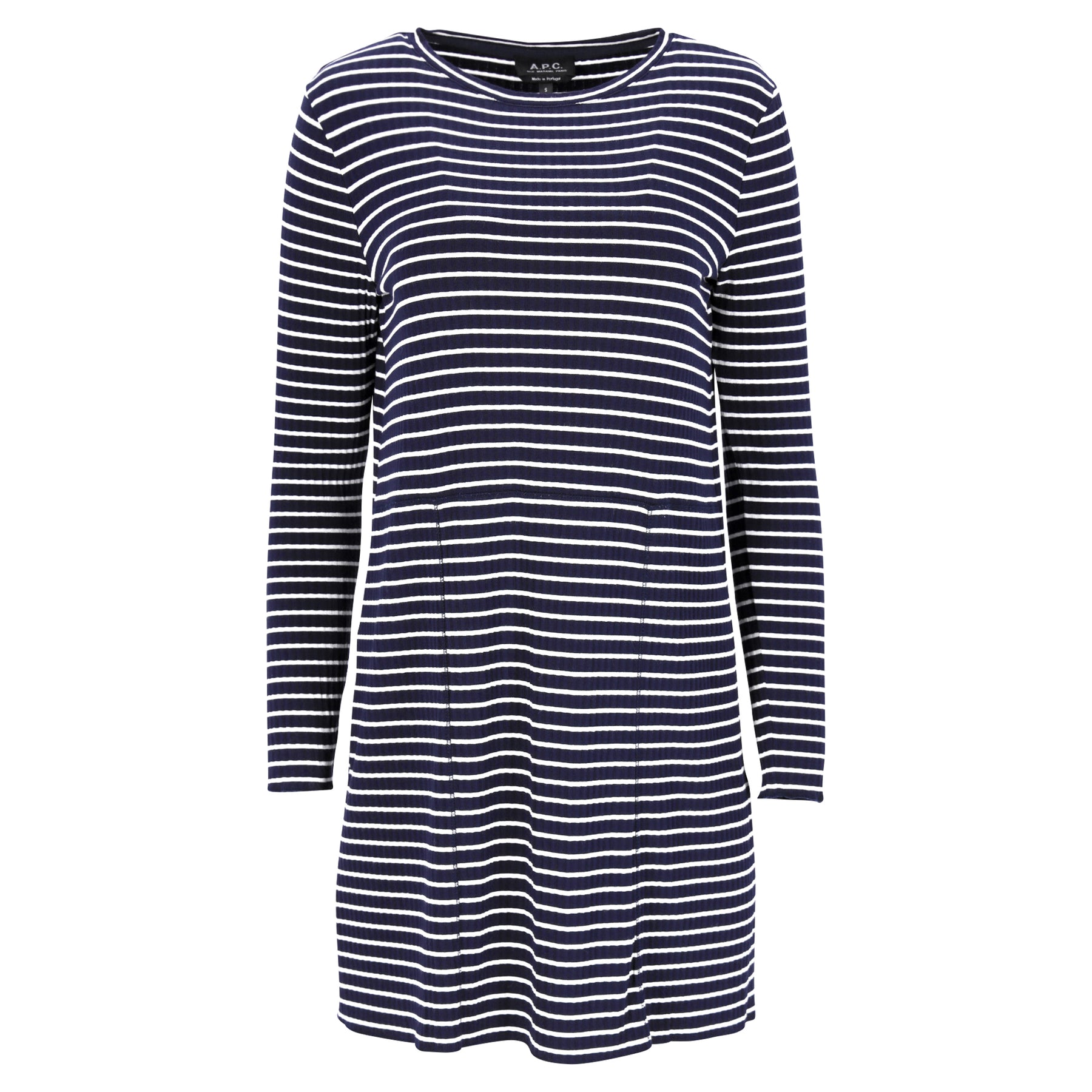A.P.C. Gestreiftes Minikleid in Marineblauer Viskose