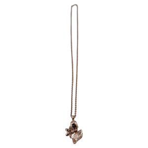 Alexander McQueen Totenkopf mit Blume Anhänger Halskette in Rosa Roségold