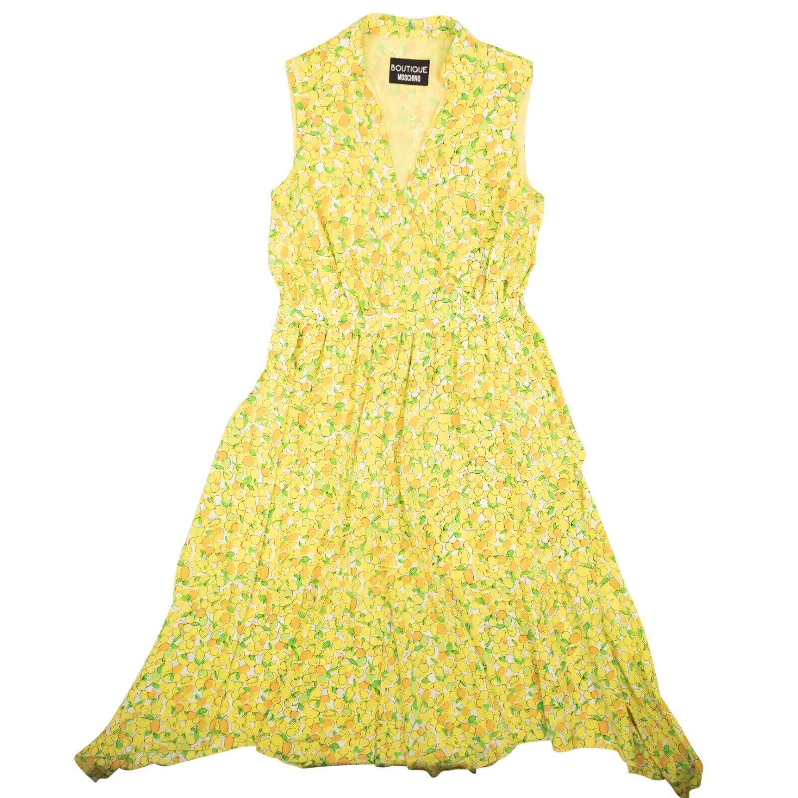 Neu mit Etikett BOUTIQUE MOSCHINO Gelbes, zitronengelbes, asymmetrisches Wickelkleid aus Seide