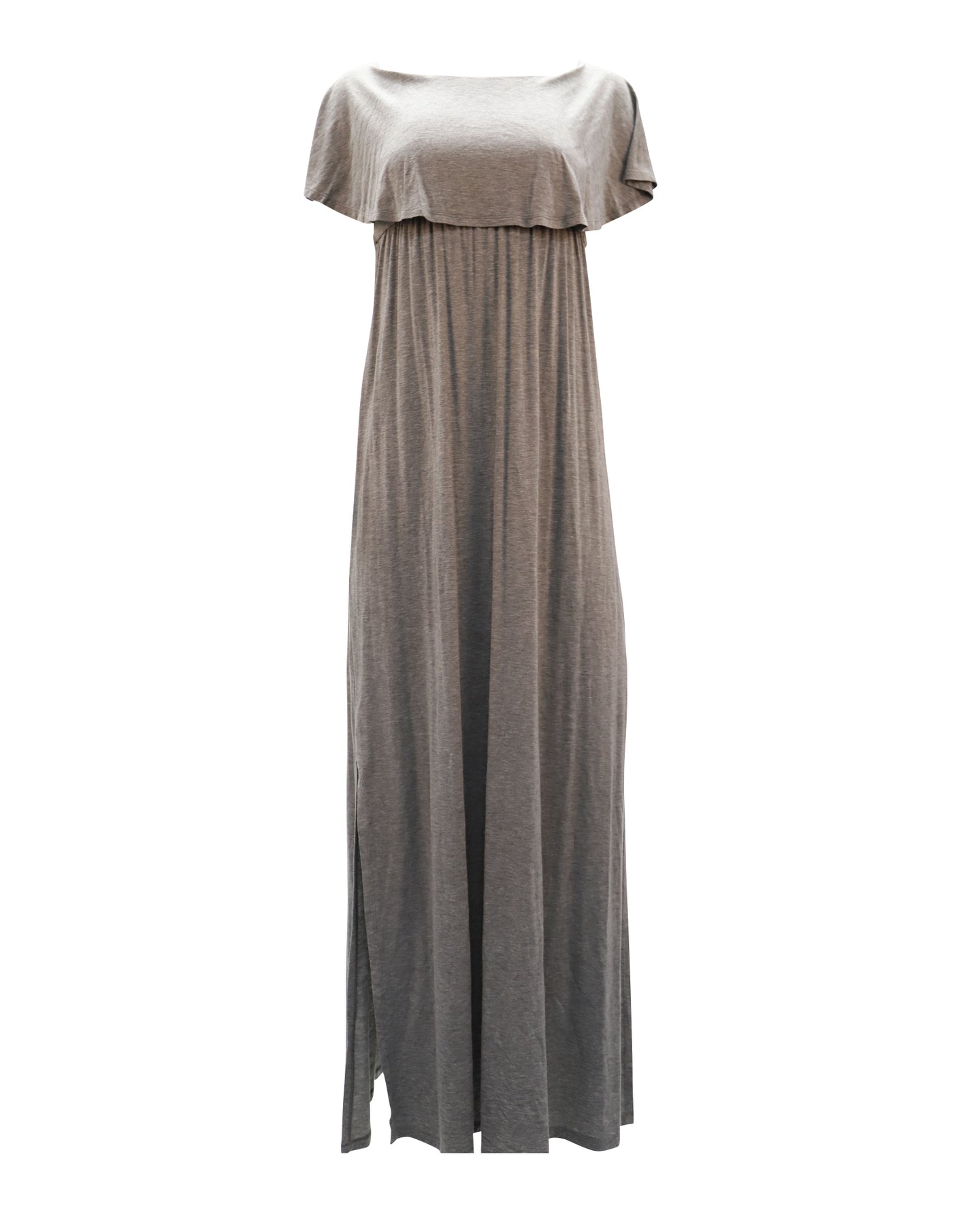 Alice + Olivia Schulterfreies Kleid mit Schlitzen in Grau Lyocell
