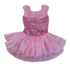 Mehrlagiges Ballettkleid mit Pailletten für Mädchen, Babyrosa, S (9–24 Monate)–XL (6–8)