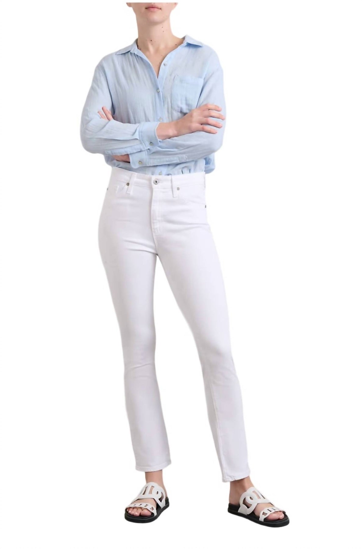 Mari Hi Rise Straight Jeans in Weiß
