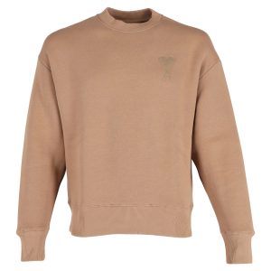 AMI Ami de Coeur Sweatshirt mit Rundhalsausschnitt aus brauner Baumwolle