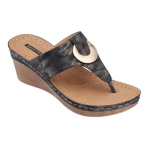 Genelle Kunstleder zum Hineinschlüpfen Keil Sandalen