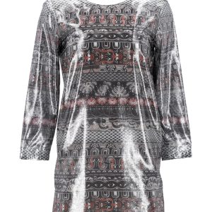 Kenzo Ribbons Jacquard Kleid aus Silber Seide 7748714758204