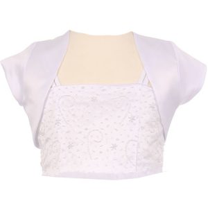 kleine Mädchen weiß satin kurz besonderen Anlass bolero 2-6