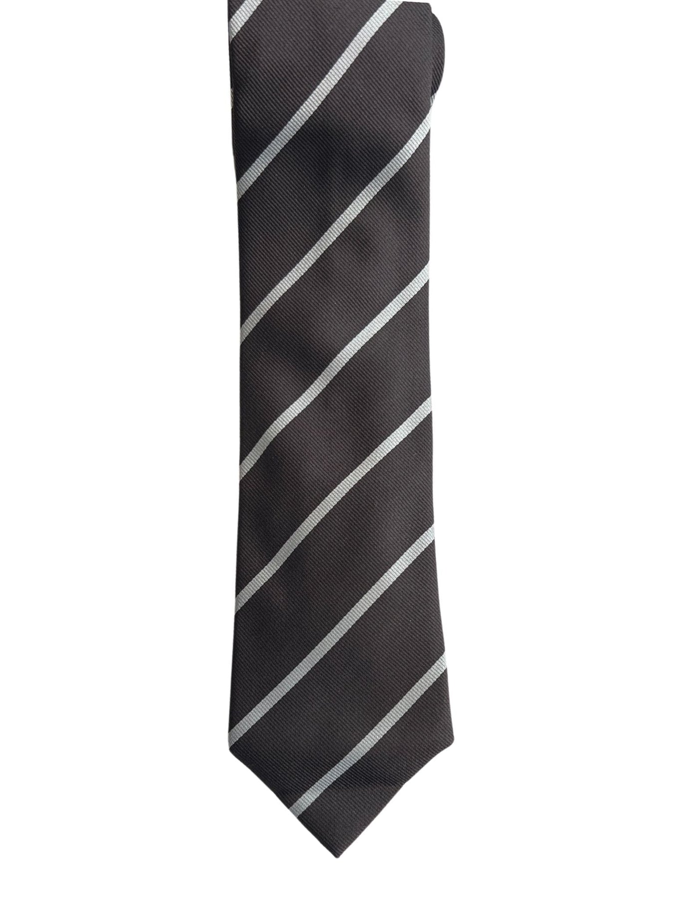 Brunello Cucinelli Braune diagonal gestreifte Seide Herren Krawatte