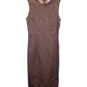 Iris & Ink Carrie Stretch Midikleid aus braunem Leder 7748716986428
