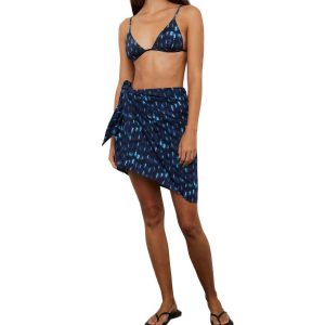 Damen Mini Gaze Pareo In Indigo Batikmuster