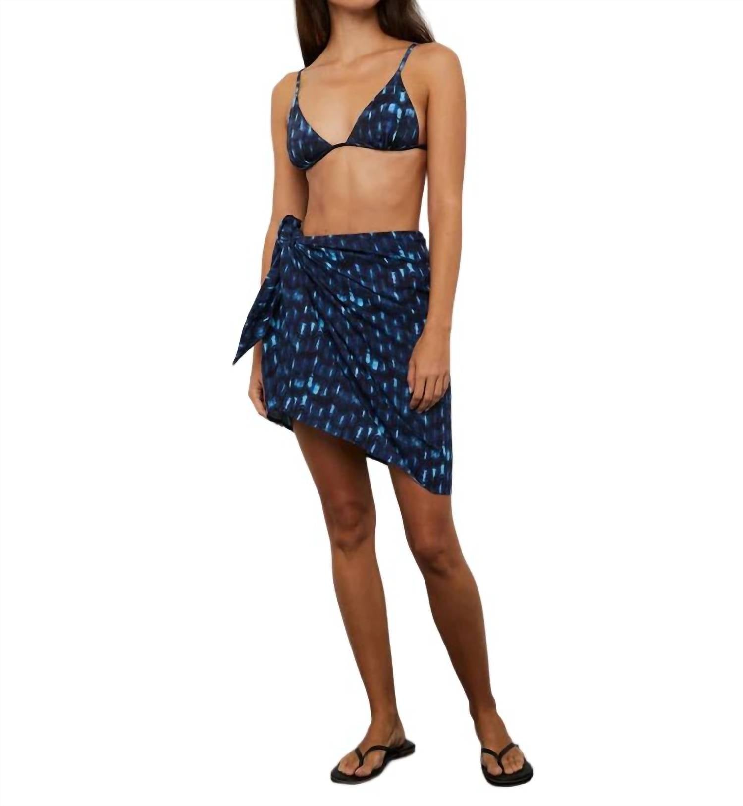 Damen Mini Gaze Pareo In Indigo Batikmuster