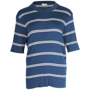 Sandro Paris Gestreiftes T-Shirt aus blauer Wolle 7748714070076
