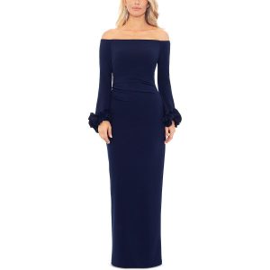 Off-The-Shoulder gekräuselte Abendkleid