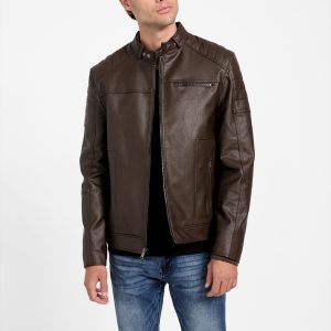 Davino Kunstleder-Motorradjacke mit Kapuze