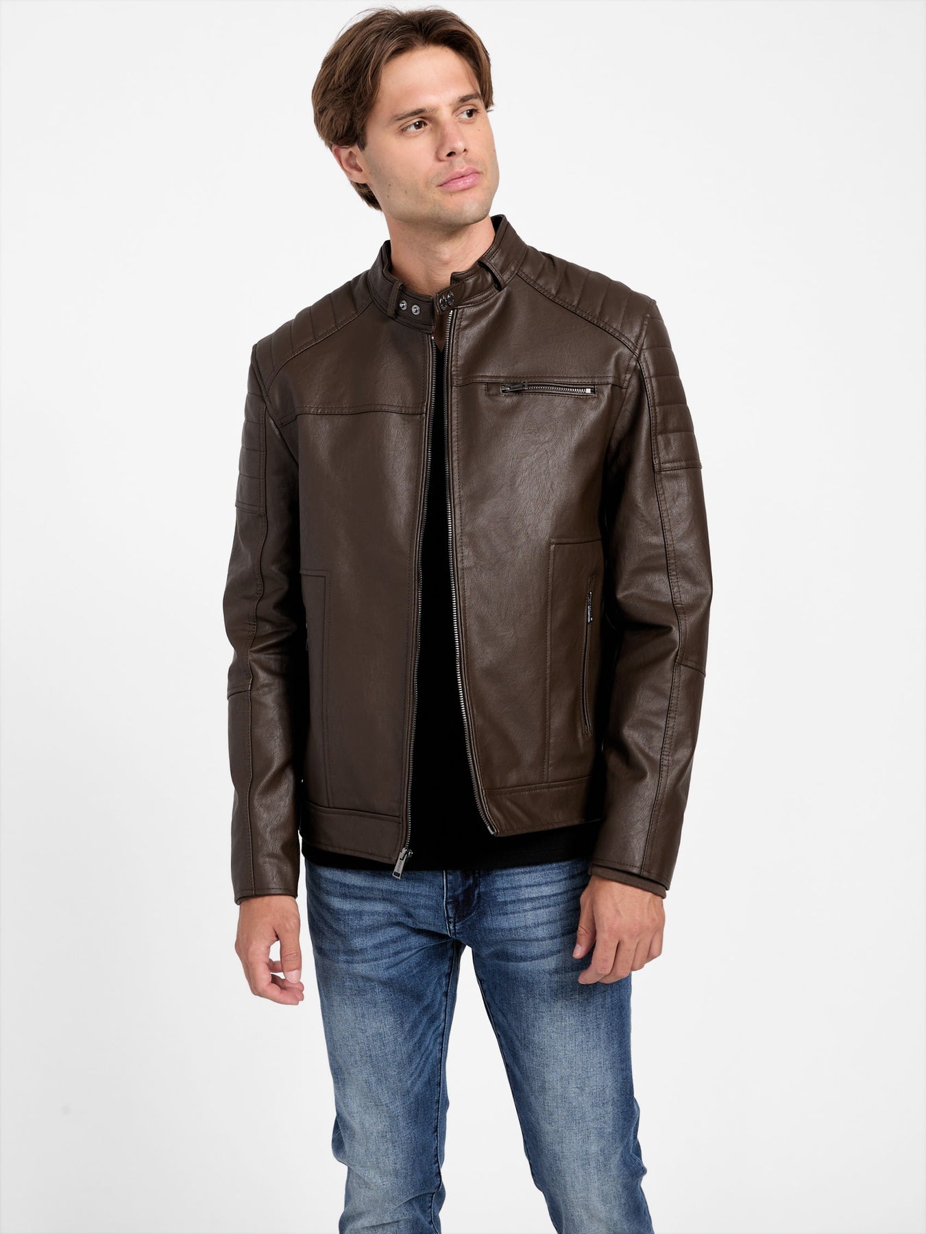 Davino Kunstleder-Motorradjacke mit Kapuze