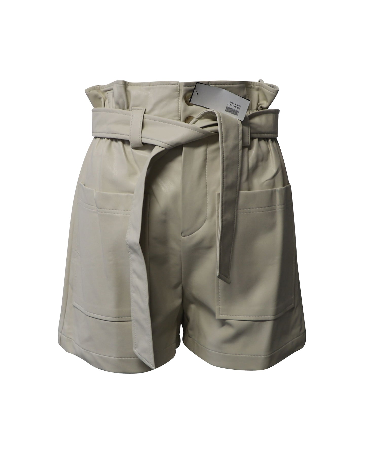 Frankie Shop Alex Paperbag Shorts aus Polyurethan in Creme