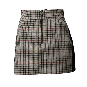 Maje Check Minirock mit schwarzer Seitennahtplatte aus beige Baumwolle 7793911365692