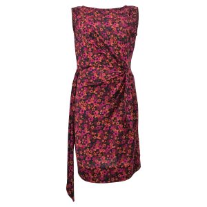 Diane Von Furstenberg Draped ärmelloses Kleid in rotem Blumendruck Polyester 7748725964860