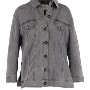Fendi Embellished Trucker Jacke aus grauem Baumwoll-Denim 7748730847292
