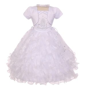 Taufkleid für kleine Mädchen mit weißen Strasssteinen, Jungfrau Maria, Stickerei, Größe 2–6