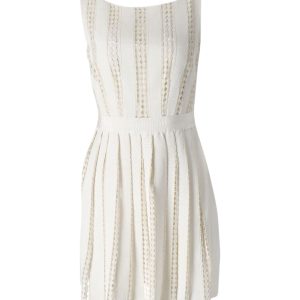 Moschino perforiertes Plissierung Kleid in Creme-Baumwolle