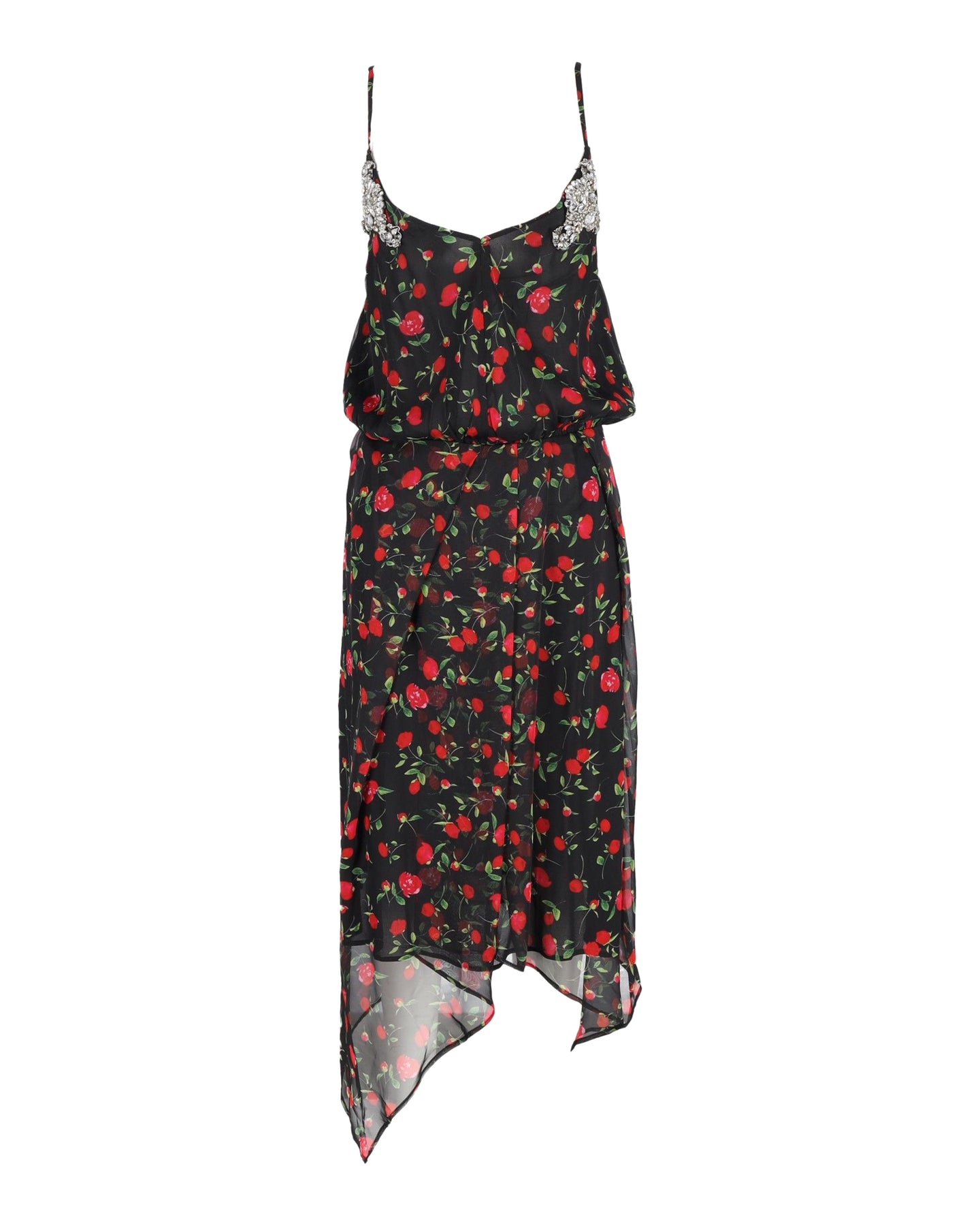 Dodo Bar oder Rose-Muster Kleid aus schwarzer Seide