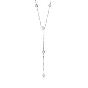 Ross-Simons Diamant Station Y-Halskette in Sterling Silber