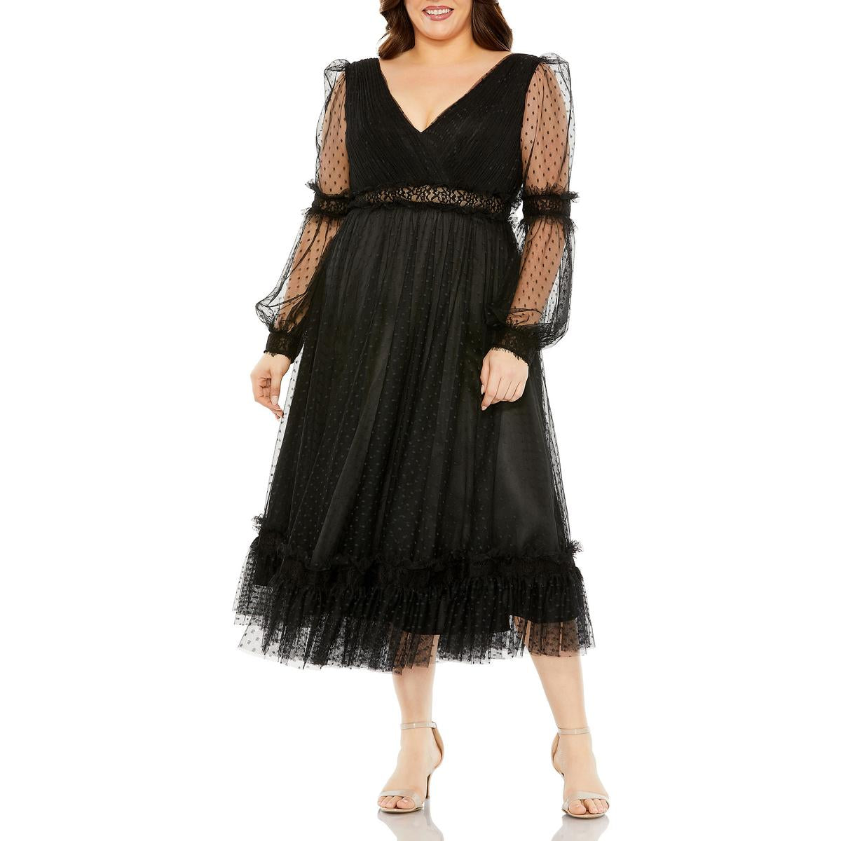 Plus Rüschen Mesh Abendkleid