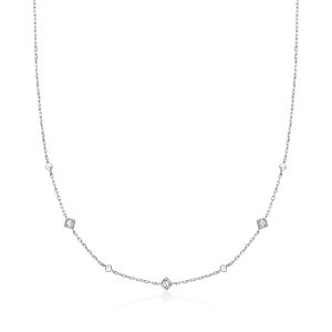 RS Pure Von Ross-Simons Diamant-Akzent quadratisch Station Halskette in Sterling Silber