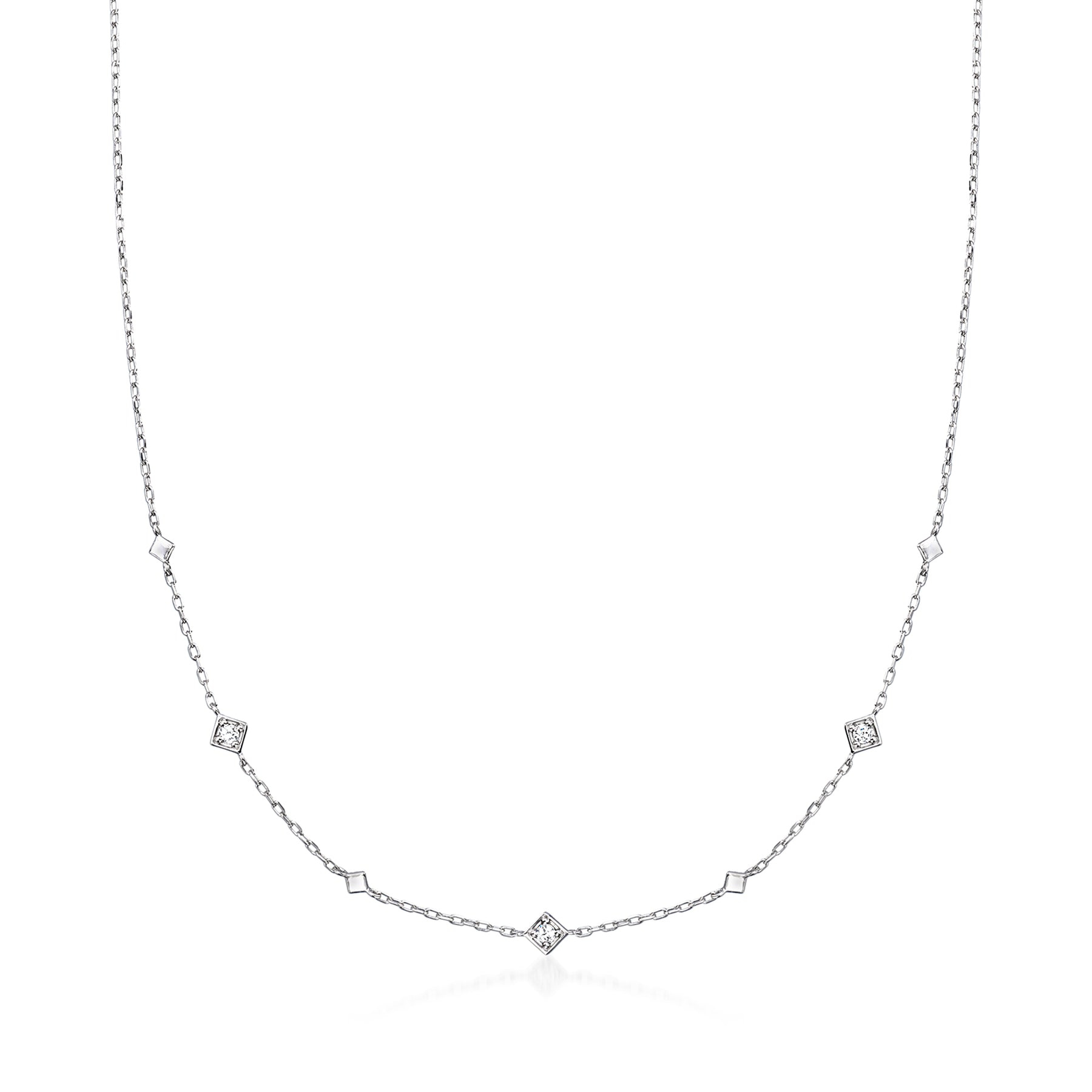 RS Pure Von Ross-Simons Diamant-Akzent quadratisch Station Halskette in Sterling Silber