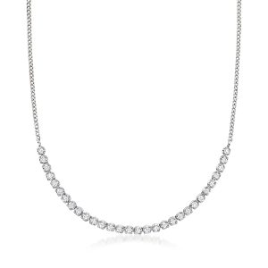 RS Pure Von Ross-Simons Diamant Halb-Tennis Halskette in Sterling Silber