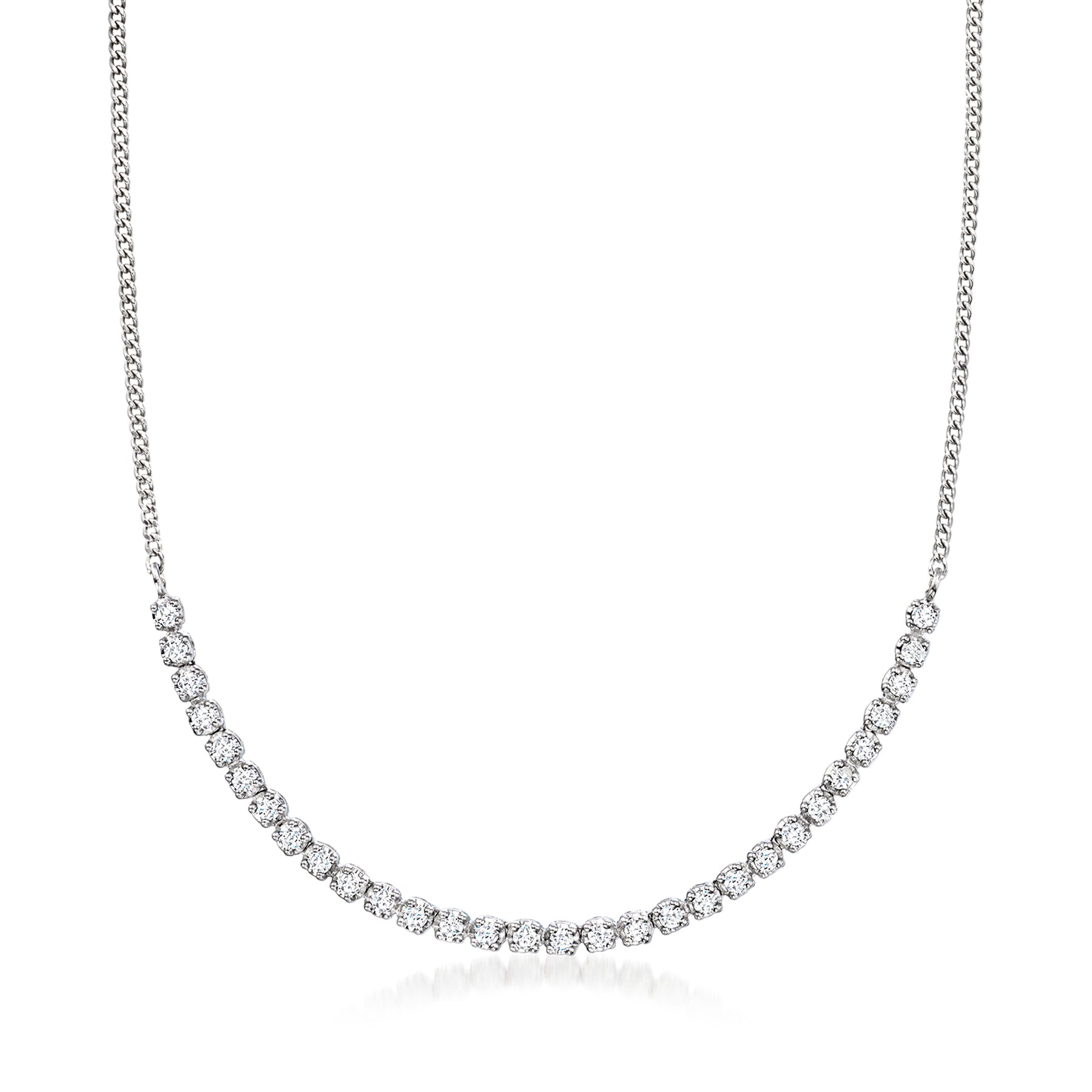 RS Pure Von Ross-Simons Diamant Halb-Tennis Halskette in Sterling Silber